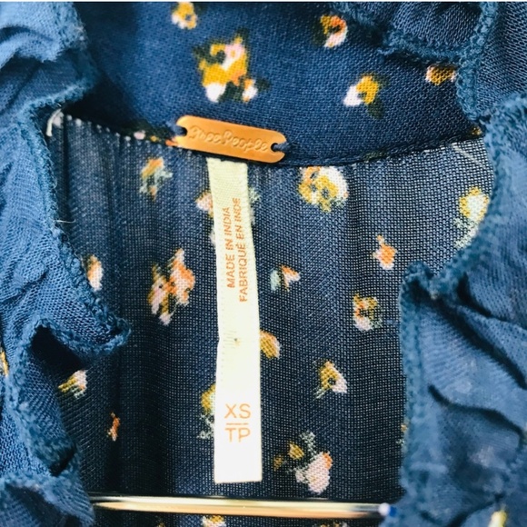 Free People Rare Feelings Maxi Floral Dress Navy Orange Size XS - Picture 5 of 12